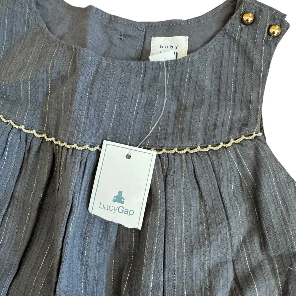 Baby Gap Charcoal Gray Gold Jumpsuit Sleeveless Baby Girls Size 18-24M NWT - Picture 5 of 6